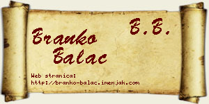 Branko Balać vizit kartica
